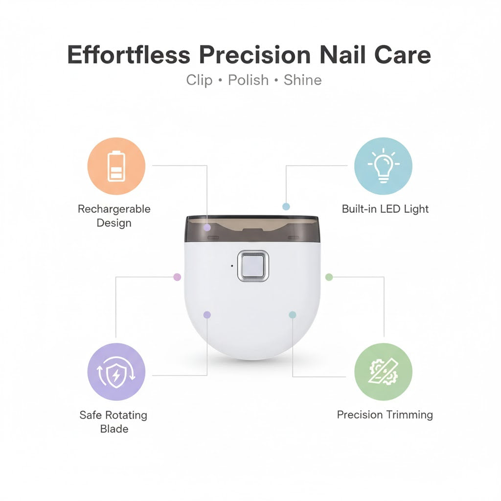 Electric Automatic Nail Clipper with Light & 2 Speeds